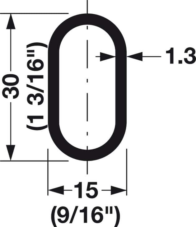Oval Wardrobe Tube, Aluminum